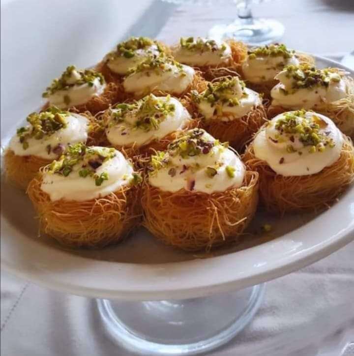 Kadaifi cups filled with custard